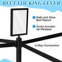 Geelin 12 Pack Heavy Duty Crowd Control Stanchions Stainless Steel Stanchion Set with Safety Barrier Post with Retractable Belt and Sign Holder Crowd Control Barrier (9.8ft,Black)