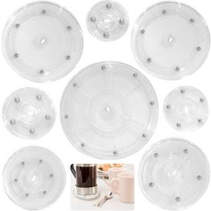 8-Piece Set (2" to 8") Small Lazy Susan Turntable-360 Rotating, Durable & Space-Saving | Multi-Size for Spices, Makeup, Crafts, Office | Non-Slip Base for Smooth Spinning