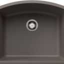 BLANCO 443098 DIAMOND SILGRANIT Undermount Single Bowl Kitchen Sink, 24" L X 20.8" W - Volcano Gray