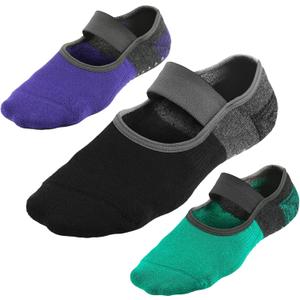 Yoga Socks with Grips for Women, Non-Slip Socks for Pilates, Barre, Ballet, Dance, Fitness 2Pairs (Green)