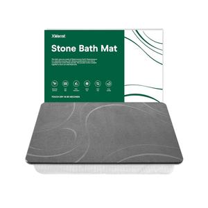 Veeloim Stone Bath Mat Diatomaceous Earth Shower Mat Non-Slip Super Absorbent Diatomite Stone Bath Mats for Bathroom Floor Quick Drying Natural Easy to Clean(23.6 x 15.4 Dark Grey)