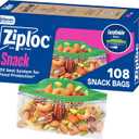 Ziploc Snack Bags, Easy Open and Close, Small Plastic Food Storage Bags, 108 Bags Total