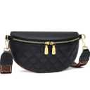 Eslcorri Small Crossbody Sling Bag for Women Trendy - Fanny Packs Leather Chest Belt Bum Bag Anti Theft Purse for Travel, Nylon Black