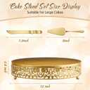 Wenqik 12 Inch Gold Cake Stand Set Metal Round Cupcake Dessert Stand with Cake Cutting, Flower Spatula Wedding Cupcake Pastry Display Candy Holder Display for Wedding Party Birthday Baby Shower