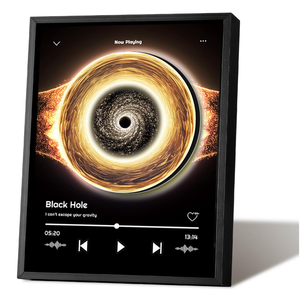 Music Picture Frame Bluetooth Speaker - Rotating Turntable Wireless Speaker Song Plaque, Light Up Music Plaque Art Paintings Frame with LED Light, Home Desk Decor Gifts for Men & Women (Black Hole)