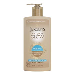 Jergens Natural Glow Hydra Gel Moisturizer, Hyaluronic Acid Tanning Lotion, Hydrating Tanning Gel, Fragrance-Free Self Tanner, Fair to Medium Skin Tones, 8.3 Fl Oz