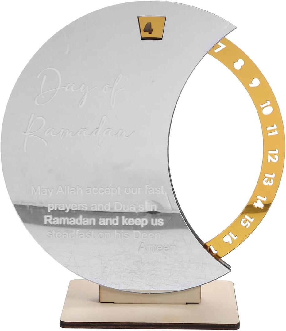 Wooden Ramadan Countdown Calendar Artistic Rotatable Decor for Home and Office Unique Islamic Tabletop Decoration for Eid and Ramadan Celebrations