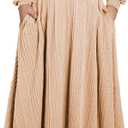 Eytino Womens Plus Size Dress Square Neck Long Sleeve Midi Sweater Dresses with Pockets(1X-5X) (Khaki)