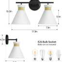 WOSHITU Bathroom Vanity Light Fixtures: 2-Lights Mid Century Modern Vanity Lights for Bathroom, Black and Gold Wall Sconce Lighting with Frosted Milky Glass for Over Mirror Bedroom Hallway