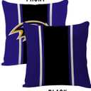 2 Pcs Football Style Throw Pillow Covers 18 x 18 Inch Linen Material Pillow Case Decoration for Baltimore Home Sofa Couch