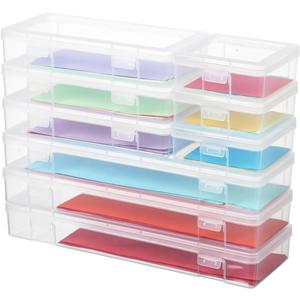 novelinks Stackable Plastic Clear Storage Box Containers with Latching Lid - Art Craft Supply Organizer Storage Containers for Pencil Box, Crayon, Beads (3 Small + 3 Medium + 3 Large -Clear)