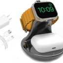 for Apple Watch Charger Stand,Magnetic Fast Charging Stand Dock Compatible with iWatch Series Ultra/SE/10/9/8/7/6/5,for Apple Watch Airpod Charger Holder,Charging Cable(Gray)