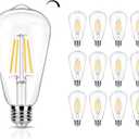 12 Pack Dimmable LED Edison Bulbs 40W Equivalent,4 Watt Filament Bulb,3000K Warm White ST19 Light Bulb,450LM E26 Vintage for Ceiling Fixtures