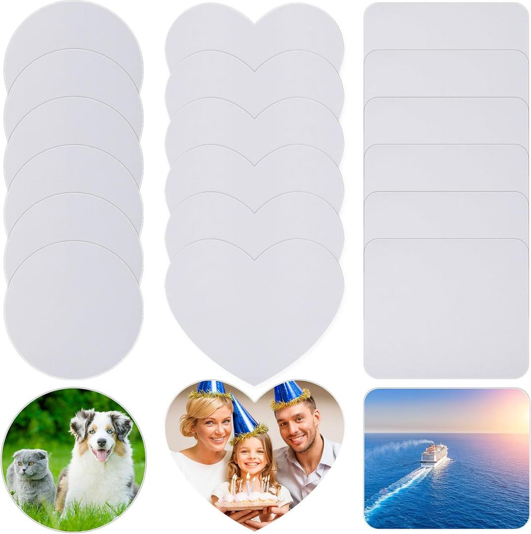 Nezyo 21 Pieces Sublimation Mouse Pads Blank Mouse Pads for Sublimation Non Slip Rubber Round Rectangle Heart Shaped Mouse Pad for DIY Crafts Transfer Heat Press Printing, AZ-Nezyo-4484