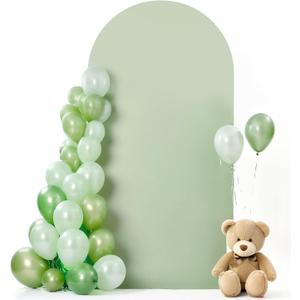 HEMMOTOP Green Arch Cover, 7.2 ft Spandex Wedding Balloon Arch Covers Stretchy Backdrop, Round Top Photo Stand Cover for Birthday, Baby Shower, Party, Reusable Double-Sided (Matcha Green, 7.2 ft)