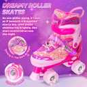Nattork Kids Roller Skates for Girls Kids, 4 Sizes Adjustable Girls Roller Skates with Light up Wheels & Safety Protection - Cool Birthday Gift for Indoor Outdoor Sports, Large, US 5-8