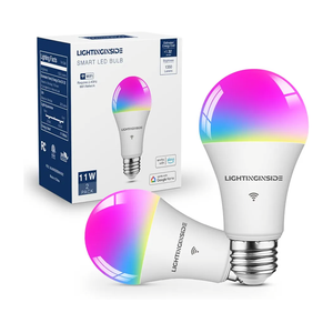 Lightinginside Smart Light Bulbs 100W Equiv., 1350LM 11W Smart Bulb Works with Alexa/Google Home/Smart Life, A19 E26 RGBCW Color Changing, No Hub Required, 2.4G WiFi Bluetooth Bulb, ETL Listed, 2PCS