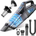 CKIKH Handheld Vacuum Cordless, 15000PA Strong Suction Hand Held Car Vacuum Cleaner Portable with Multi-Nozzles & Washable Filter, Lightweight Dust Busters Rechargeable for Home, Car, Office, Pets (Black & Blue)