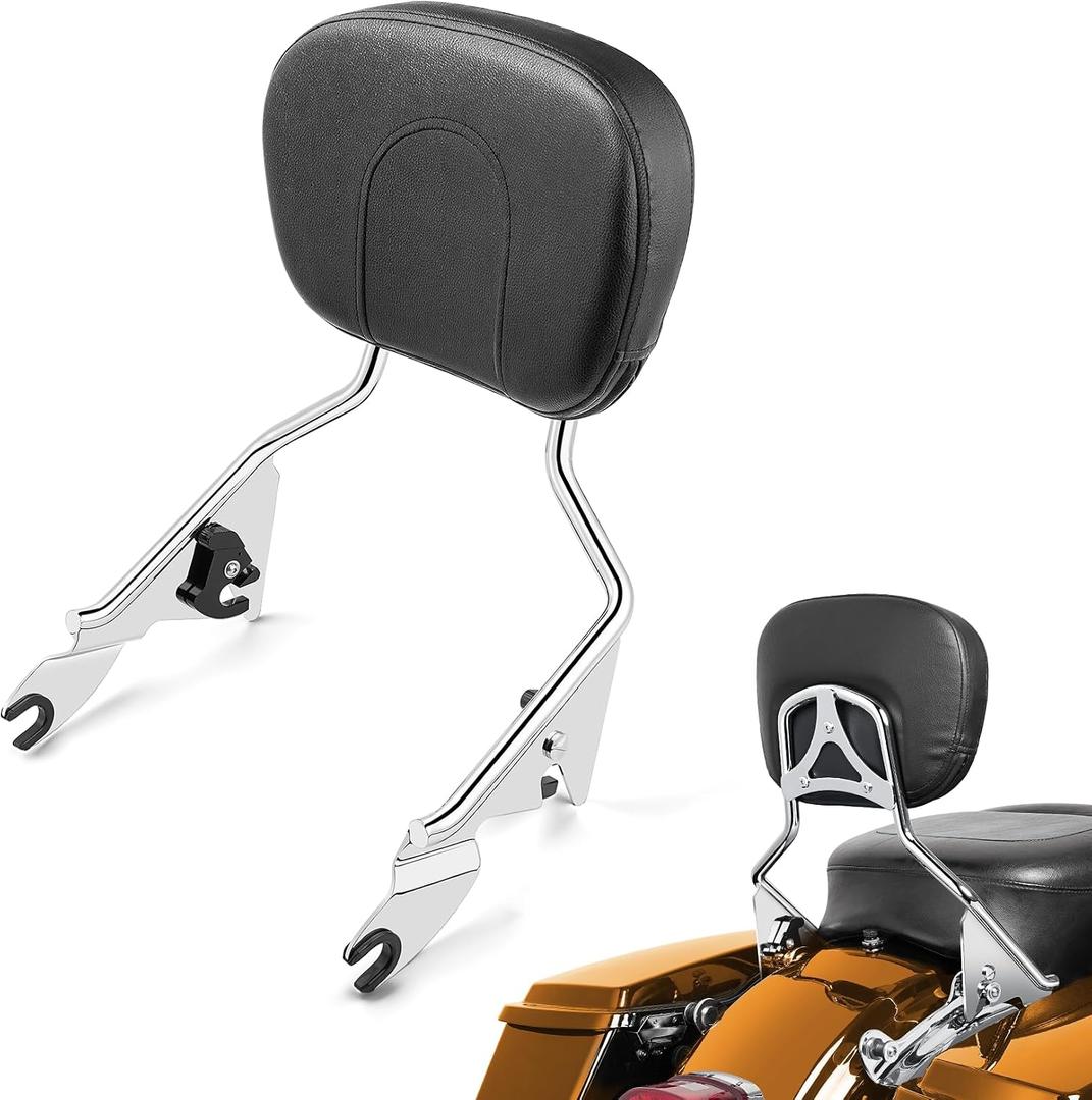 Detachable Passenger Backrest Fit for Harley Touring, Quick Release Sissy Bar Compatible with Harley Davidson Street Glide Road Glide Road King Electra Glide Ultra Limited 2009-2024 (Chrome)