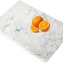 Marble Cutting Board for Kitchen- 12 * 8 Inch Handcrafted Marble Slab for Cheese, Charcuterie, Pastry & Deli  Non-Slip Feet,Rectangular Serving & Chopping Slab for Countertop (White)