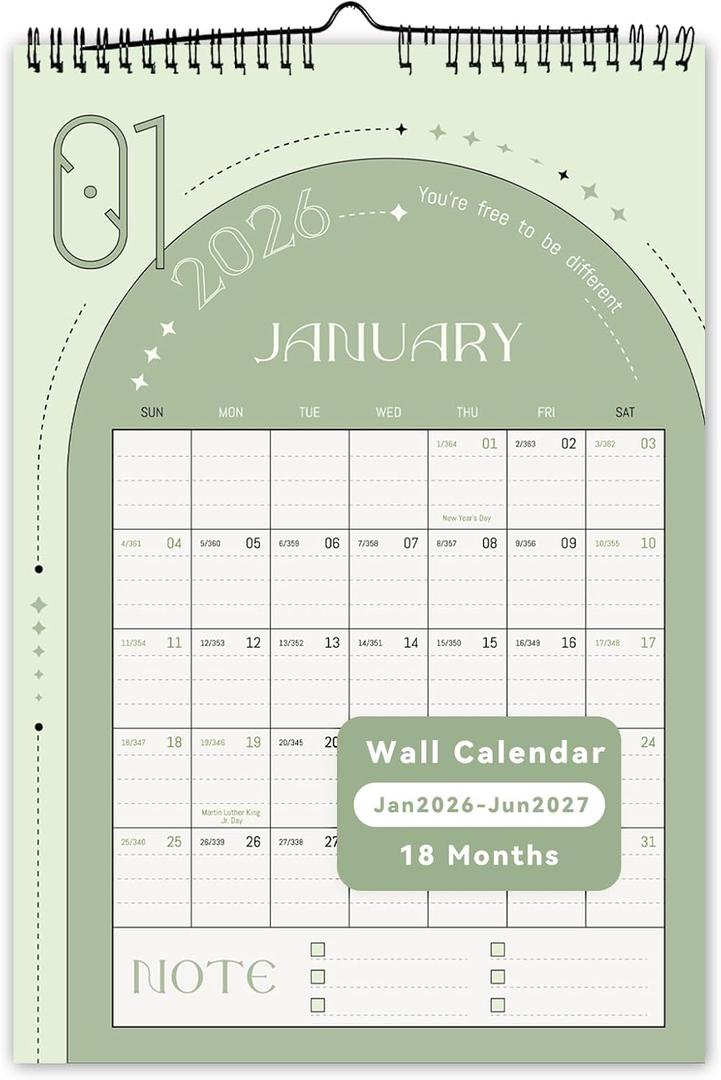 Aesthetic Wall Calendar 2026 10" x 15", Run from January 2026 to June 2027 Vertical Calendar,18-Month Hanging Monthly Calendars, Positive Planner for Easy Organizing School Home Family