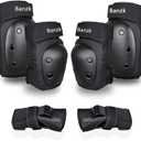 Adult Knee Pads Elbow Pads Wrist Guards for Adult Kids 6 in 1 Protective Gear Set for Skateboarding Biking Roller Skating Cycling Outdoor Sports Black L