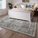 Rugcomf 9x12 Rug Washable Boho Soft Large Area Rug Non-Slip Faux Wool Vintage Rug for Living Room, Farmhouse, Dining Room, Indoor, Kids Playroom (Grey)
