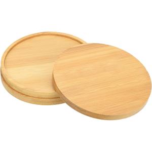 PATIKIL Plant Pot Saucer 4.7 Inch OD, 3 Pack Bamboo Round Flower Drip Tray for Home Indoor