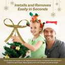 Large Glitter Gold Bow Christmas Tree Topper,9.4 Inch Metal Tree Topper,Gold Bow Christmas Decorations for Xmas Home Decor Holiday Party Indoor Outdoor Shop Office