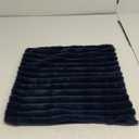 MADIZZ Set of 2 Faux Wool Plush Decorative Throw Pillow Covers 18x18 Inch Dark Blue Fluffy Striped Soft Decorative Cushion Cover for Sofa Bedroom Pillow Shell (18" x 18" (Pack of 2), Dark Blue)