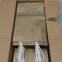 Toovip 50 Pack 5.25x3.25x8.25 Inch Small Gold Kraft Paper Bags with Handles Bulk, Gift Wrap Bags for Favor Grocery Retail Party Birthday Shopping Business Goody Craft Merchandise Take Out Cub Sacks