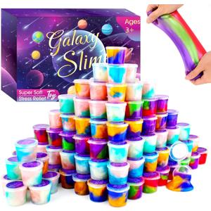 Galaxy Slime Party Favors with 75 Pack Mini Slime kit,Christmas Slime Kit for Classroom Prizes, Christmas Stocking Stuffers, Goodie Bag Stuffers for Kids Boys Girls
