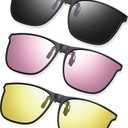 Frienda 3 Pair Oversize Polarized Clip-on Sunglasses Large Anti-glare TR90 Frame Flip up Driving Glasses for Women Men