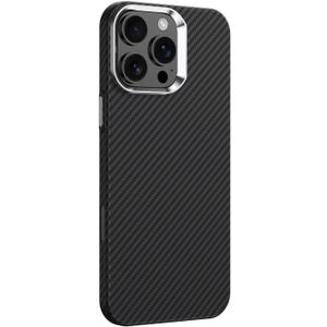 Magnetic Carbon Fiber Texture Case for iPhone 16 Pro Max, Compatible with MagSafe, with Metal Frame Camera Protection, Ultra Thin Lightweight Hard Case (iPhone 16 Pro Max)