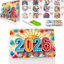 Diamond Art Painting Desk Calendar 2026 Monthly Flip Tabletop Calendar Kit, DIY 5D Festival Diamond Art Painting Calendar for Home Office Planning Desktop Ornament DIY Craft Gift