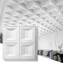 Art3d Drop Ceiling Tiles 24x24, 12 Sheets PVC Decorative Glue up Ceiling Panels 2x2, White