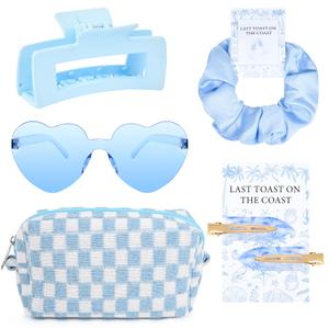 5PCS Last Toast on the Coast Bachelorette Party Gifts Bridesmaid Proposal Gifts Bachelorette Favors Beach Hair Clips Hair Scrunchies Bridesmaid Sunglasses Makeup Bag Wedding Favor Women Girls