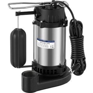 1/3 HP Sump Pump Submersible, 4000 GPH Automatic Sump Pump with Vertical Float Switch for Basement, Stainless Steel Submersible Water Pump, NPT 1-1/2" Discharge