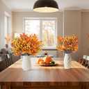 8Pcs Babys Breath Artificial Fake Fall Flowers, Real Touch Orange Yellow Plants Silk Flowers for Vase Home Office Wedding Indoor Outdoor Centerpiece Table Party Autumn Christmas Decorations