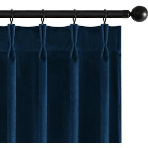 MIULEE Navy Blue Velvet Curtains 96 inches Long, Pinch Pleated Blackout Drapes with Hooks, Thermal Insulated Pinch Pleat Panels for Bedroom Living Room, 2 Panels