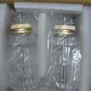 Decorative Curtain Rod Finials, Ribbed Glass Finials with Gold Base, Set of 2, Compatible with 1 inch or 1-1/8 inch Dia Curtain Rod, Standalone Finial Pair