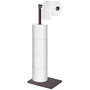 Toilet Paper Holder Stand, Rustproof Bathroom Toilet Paper Stand with Storage for 4 Spare Rolls Reserve Free Standing Tissue Roll Holder for Bathroom, Oil Rubbed Bronze, Naturous