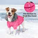 PETLESO Dog Coat for Small Dogs, Winter Dog Jacket Cold Weather Windproof Warm Puffer Jacket with Leash Hole, Button Fixable Hat, Pink XL