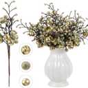 Syhood 12 Pack 11.8 Inch Valentines Glitter Holly Berries Stems Artificial Frosted Berries Picks for Christmas Tree Garland Wreaths Vase Fillers DIY Crafts Holiday Wedding Home Decor(Champagne)