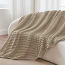 BEDELITE Twin Blanket for Couch & Bed, 300GSM Soft & Warm Fleece Blanket, Decorative and Giftable Striped Linen Blankets for Women, Men, 60"x80"