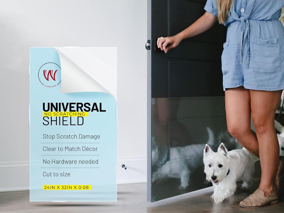 CLAWGUARD PLEXIGLASS Universal Scratch-Shield - Crystal Clear Thick Scratch Guard to Stop Dogs and Cats Scratching Doors, Screens, Walls and Surfaces. Keep Paws Safe and Home Clean (32in x 24in)