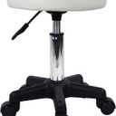 FURWOO Round Rolling Stool Height Adjustable Stool with Wheels for Spa Salon Massage White