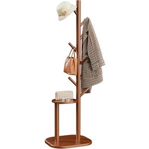 Pipishell Coat Rack, Freestanding Hall Tree with 8 Hooks & Storage Shelf, Solid Wood Base, 66.3 Tall Coat Rack Stand for Coats, Hats, Bag in Entryway, Bedroom, Living Room, Brown, PIFCR11BN