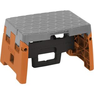 COSCO 1 Step Molded Folding Step Stool, Type 1A, Black, Orange, and Gray