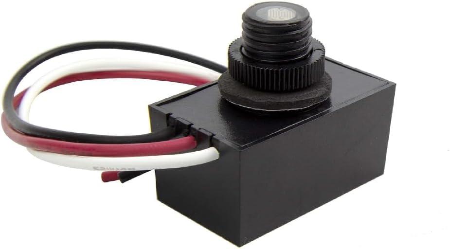 Solus Dusk-to-Dawn Button Sensor for Outdoor Fixtures and Lamp Posts Auto Photocell Control, 120V, UL Listed, Black (Pack of 1)